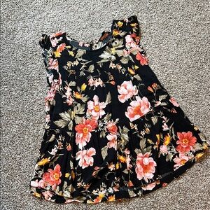 Floral Black Sleeveless Top